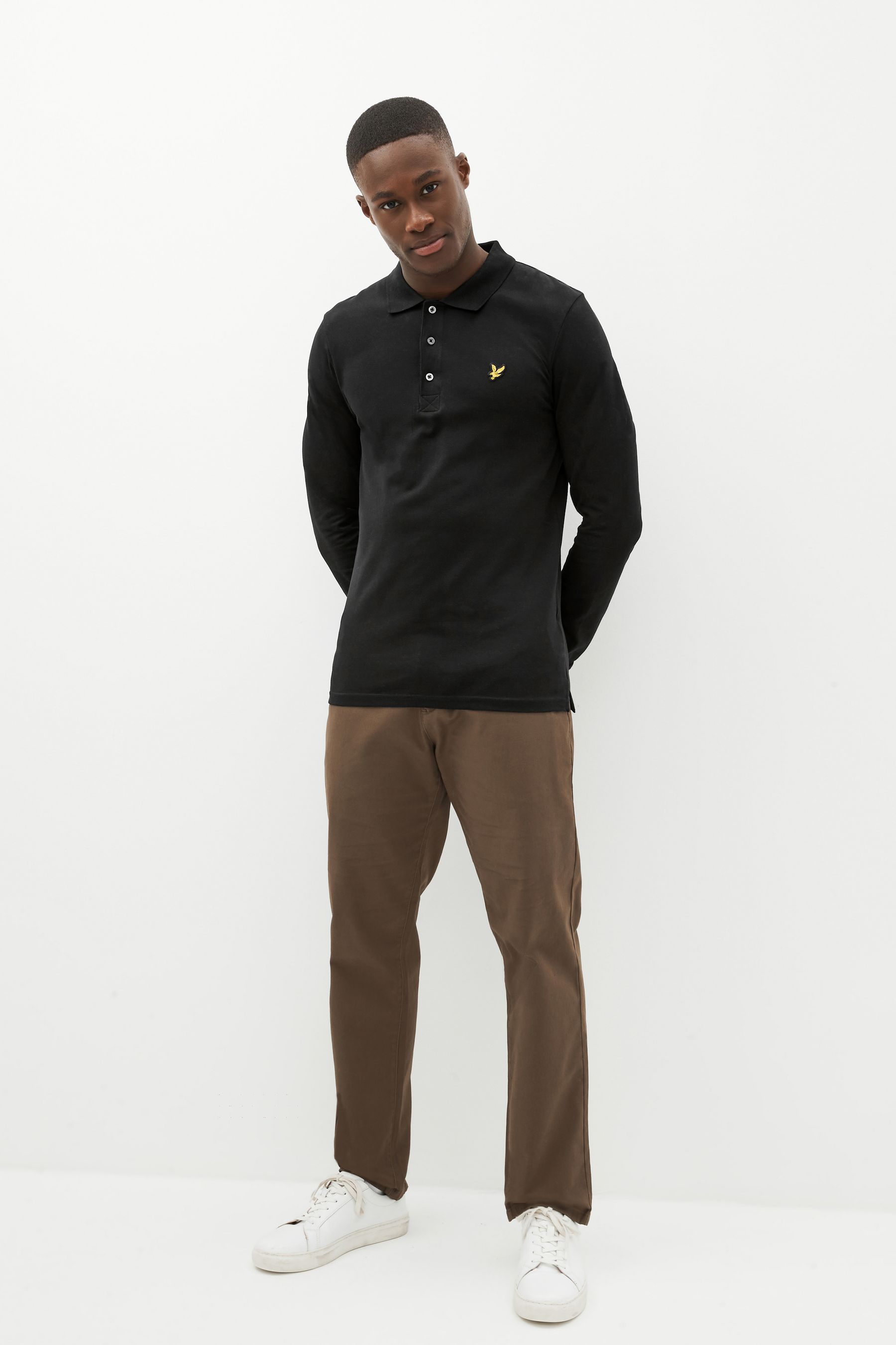 Lyle and scott long sleeve polo black online