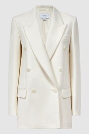 Reiss White Mabel Modern Fit Wool Double Breasted Blazer - Image 2 of 7