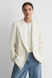 Reiss White Mabel Modern Fit Wool Double Breasted Blazer - Image 3 of 7