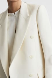 Reiss White Mabel Modern Fit Wool Double Breasted Blazer - Image 5 of 7