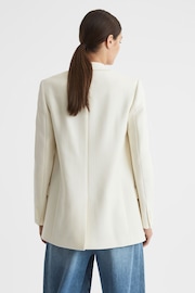 Reiss White Mabel Modern Fit Wool Double Breasted Blazer - Image 6 of 7