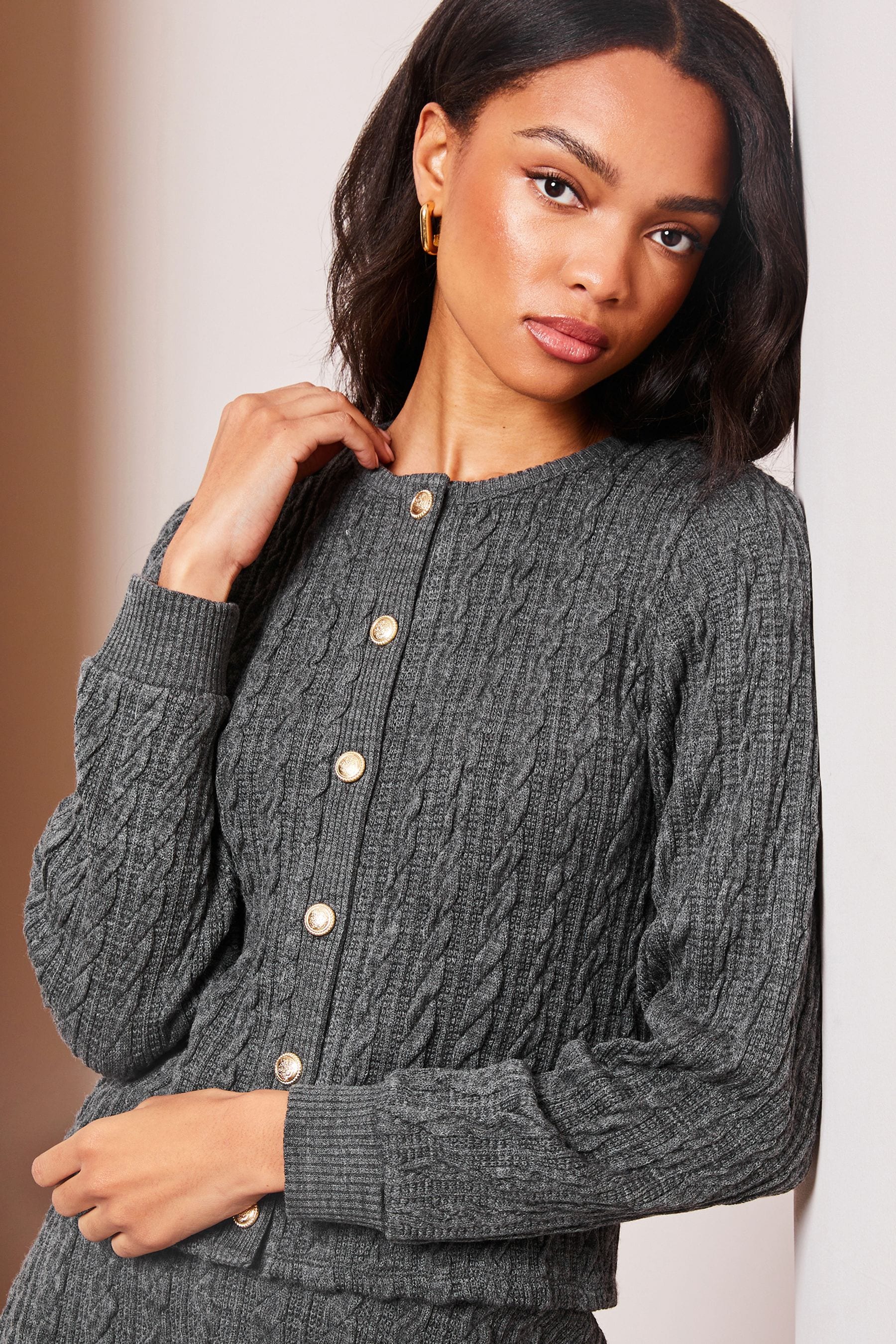 Buy Lipsy Grey Cable Knit Cardigan from Next Luxembourg