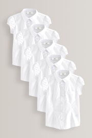 White 5 Pack Puff Sleeve School Shirts (3-16yrs) - Image 1 of 7