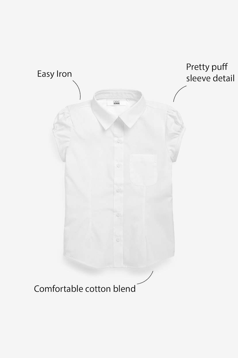 White 5 Pack Puff Sleeve School Shirts (3-16yrs) - Image 4 of 8