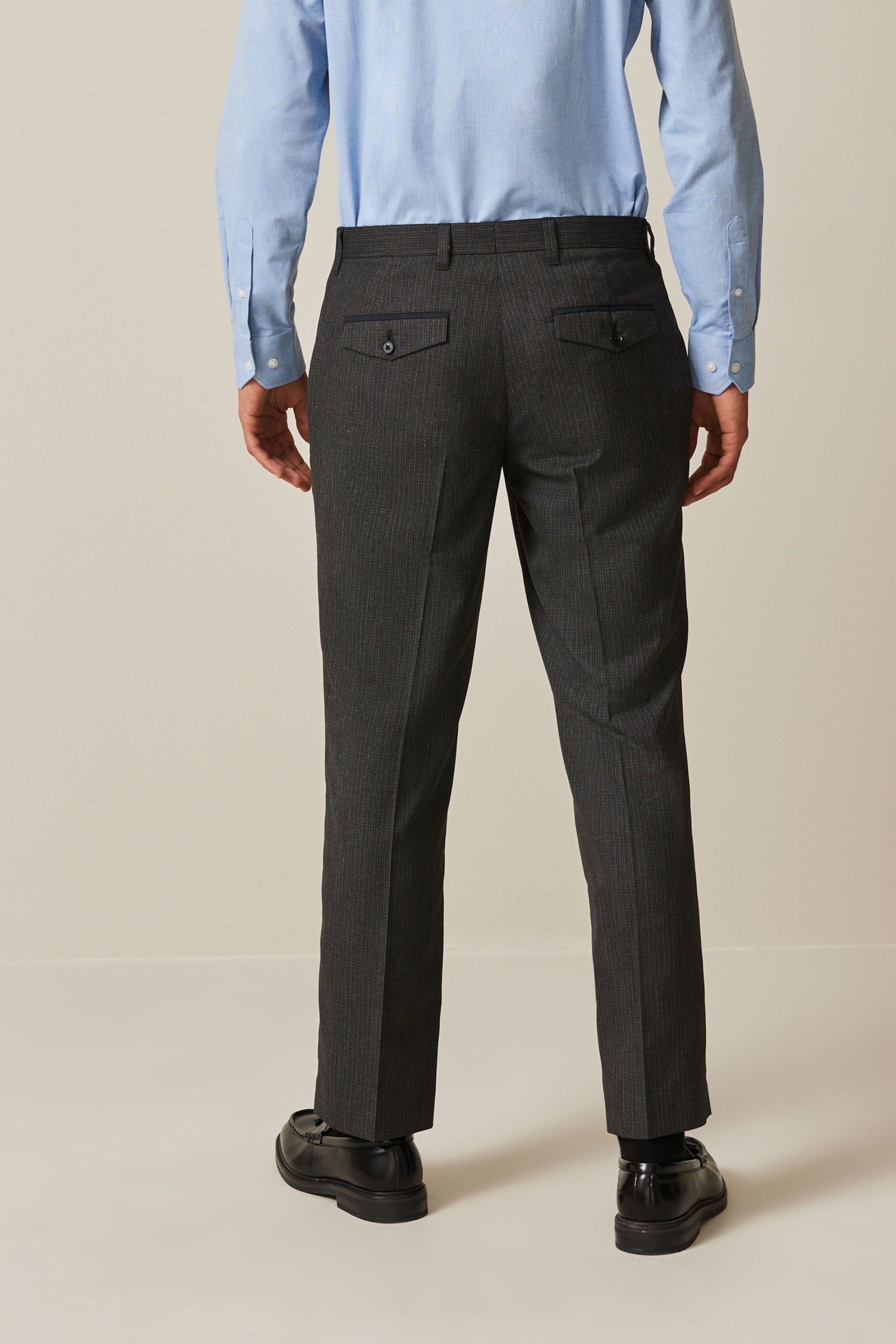 Charcoal Grey Textured Smart Trousers - Image 3 of 9