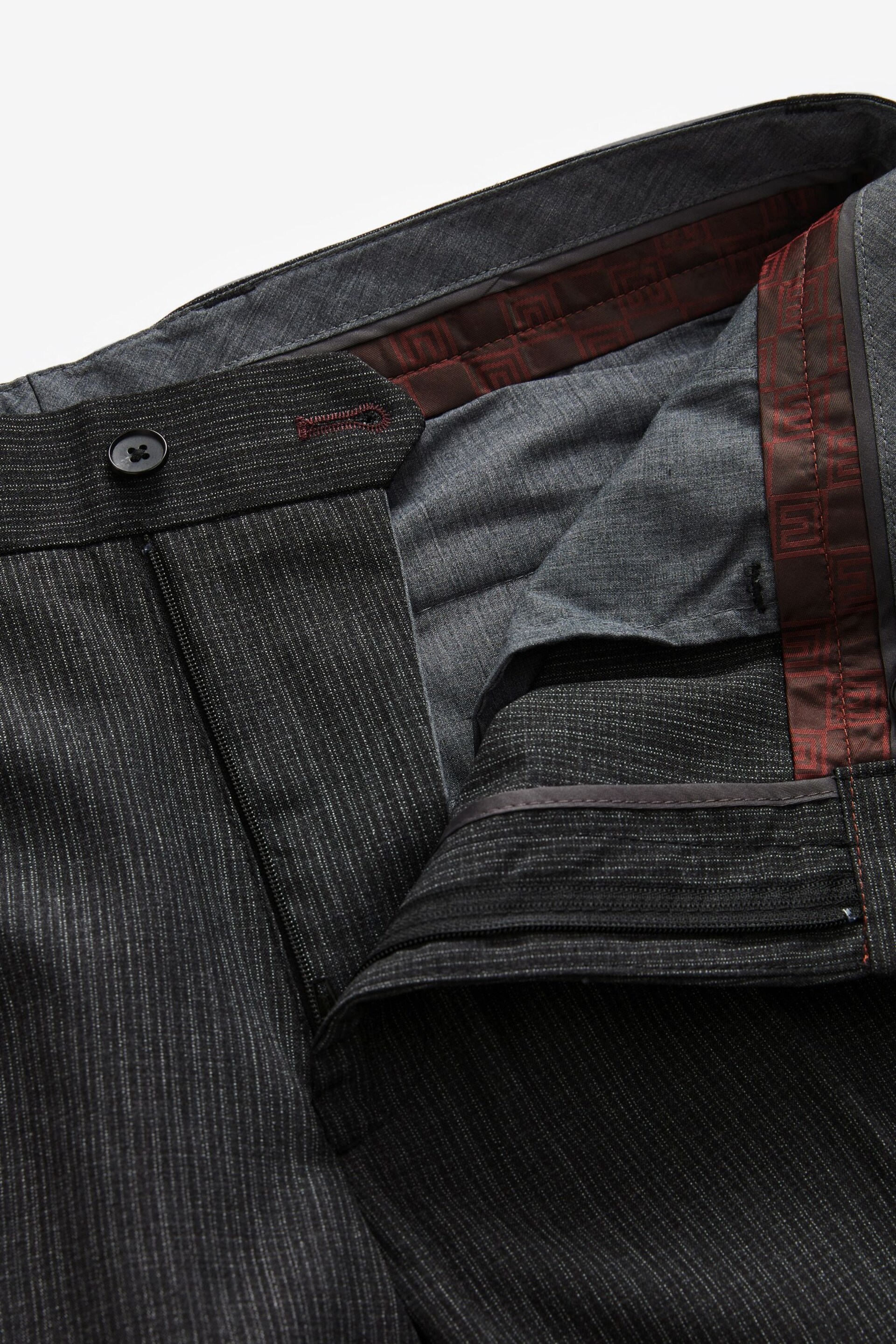 Charcoal Grey Textured Smart Trousers - Image 6 of 9