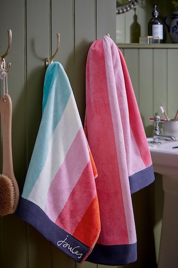 Joules Pink Indienne Stripe Towel