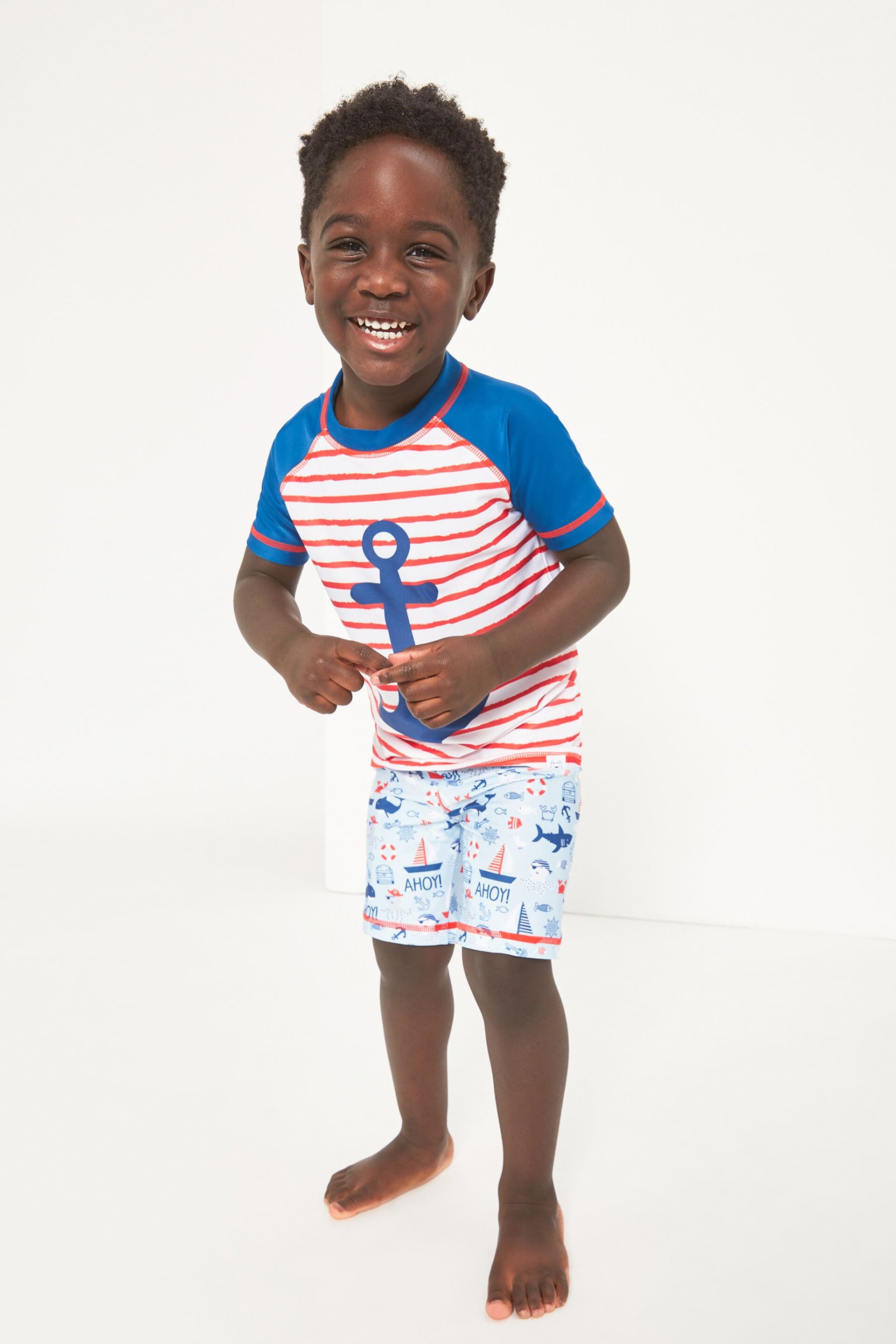 Harry Bear Pink Boys Nautical Two Piece Swim Set - Image 3 of 4