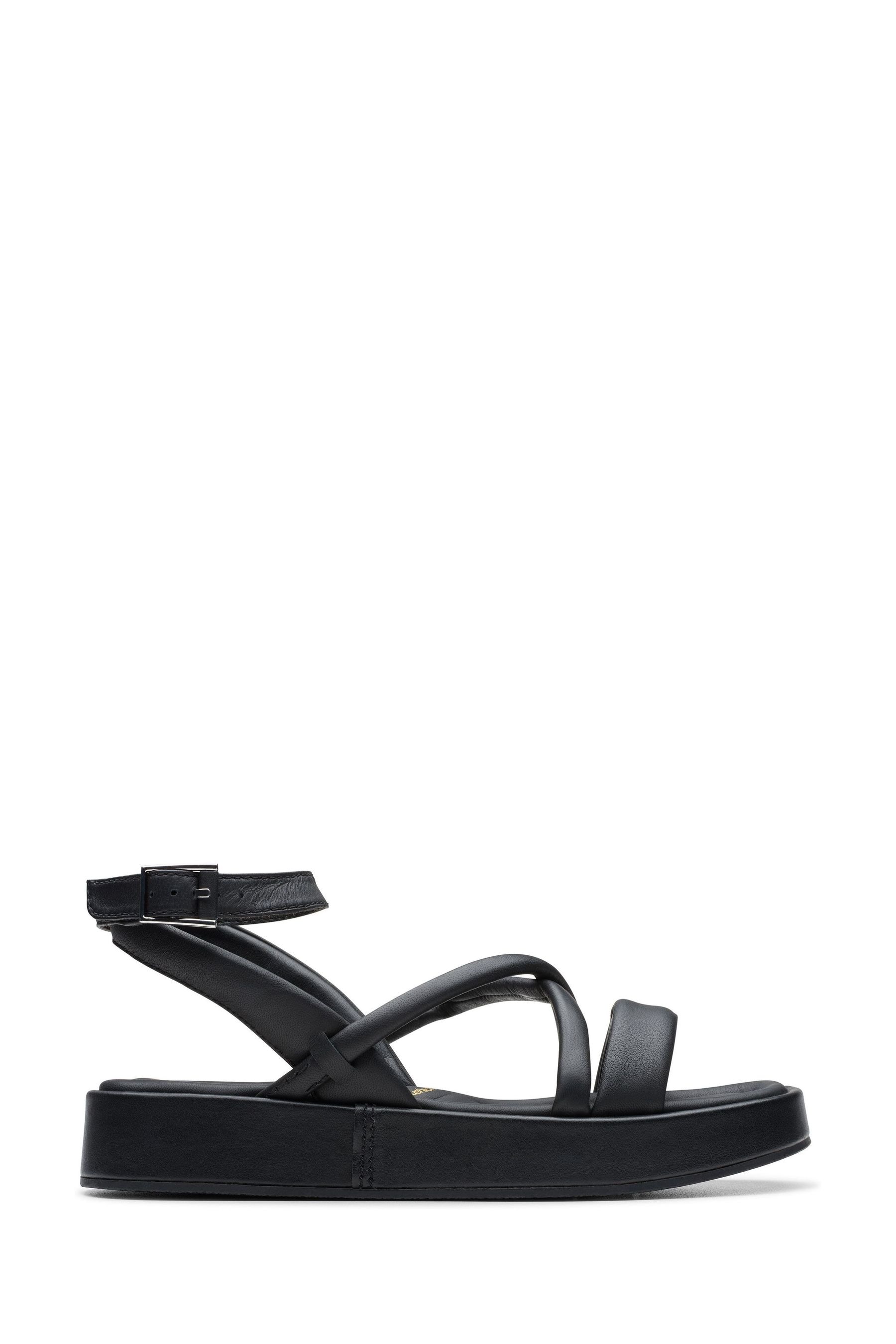 Clarks Black Leather Alda Cross Sandals