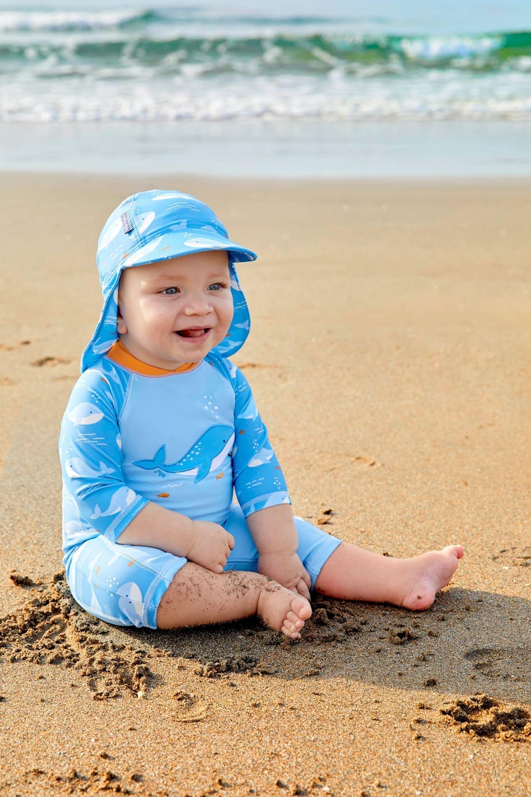 JoJo Maman B b Blue Shark UPF 50 1 Piece Sun Protection Suit
