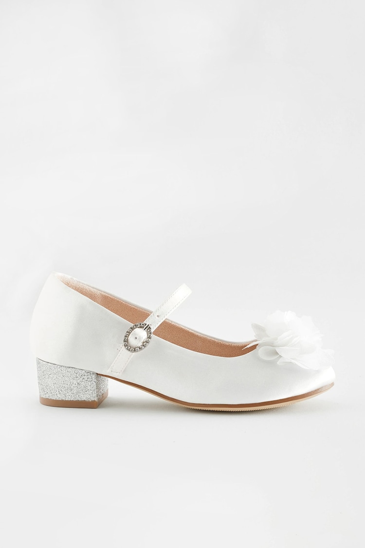 White Corsage Flower Bridesmaid Heel Shoes - Image 2 of 5