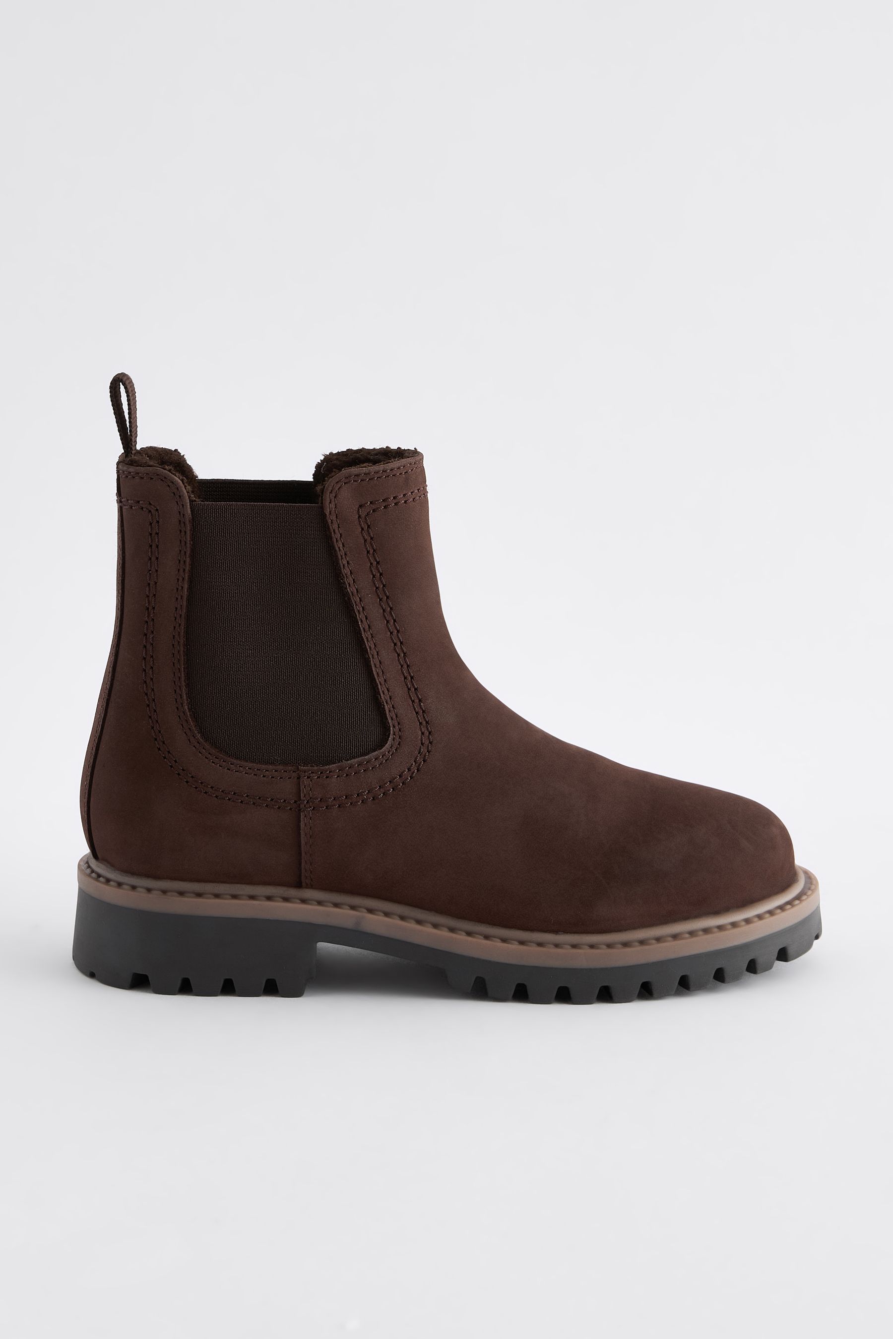 Buy Chocolate Brown Standard Fit F Leather Warm Lined Chelsea Boots from Next Oman