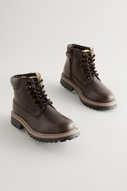 Chocolate Brown Wide Fit (G) Leather Work Boots - Image 1 of 8