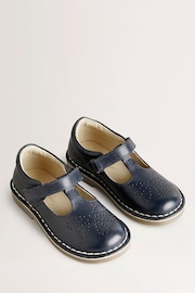 Boden Navy Leather T-Bar School Shoes - Image 2 of 3