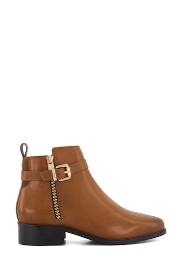 Dune London Brown Pepi Branded Trim Ankle Boots