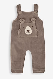 JoJo Maman Bébé Fawn Brown Bear 2 Piece Velour Appliqué Dungaree & Top Set - Image 2 of 6