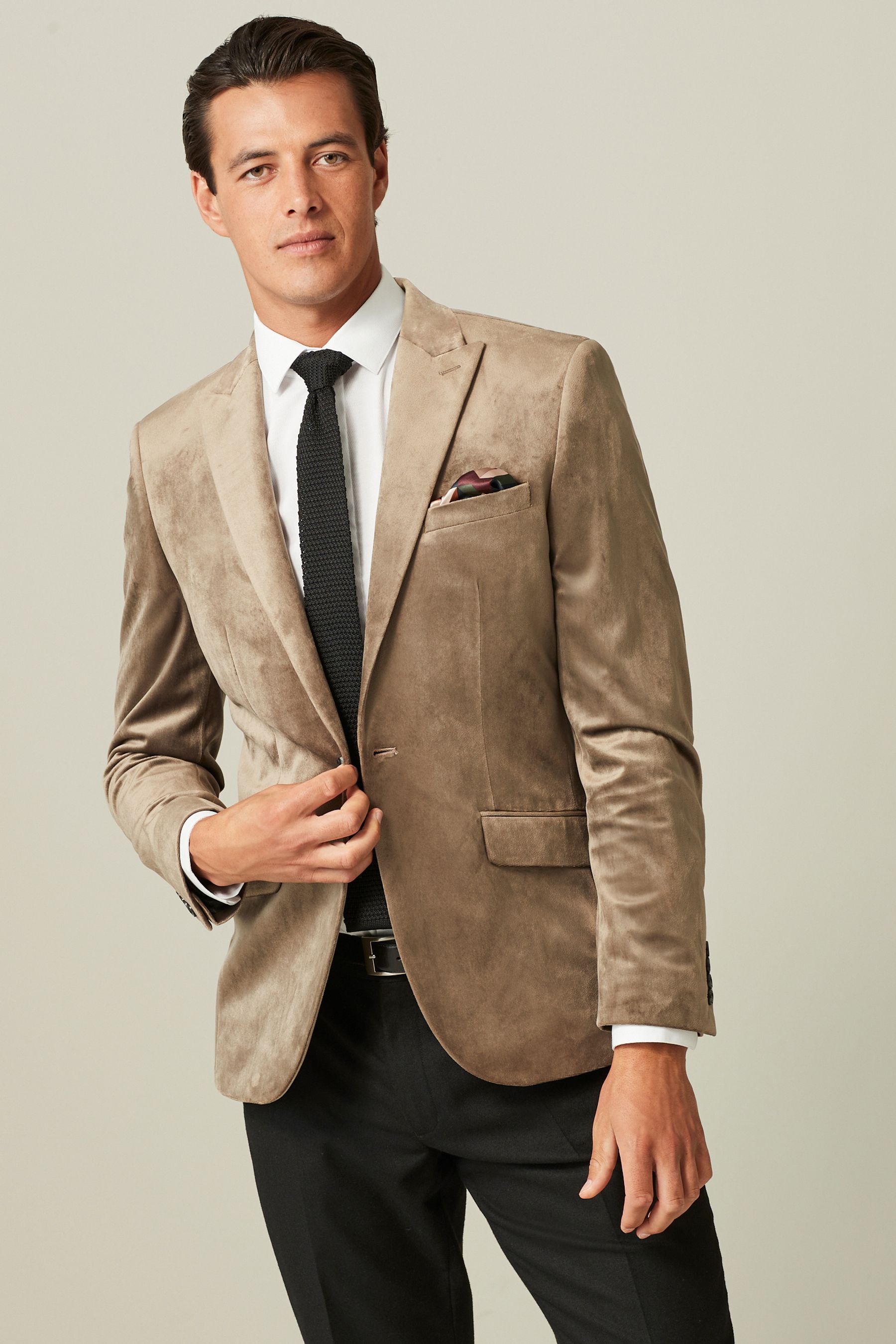 Buy Champagne Gold Slim Velvet Blazer from Next Luxembourg