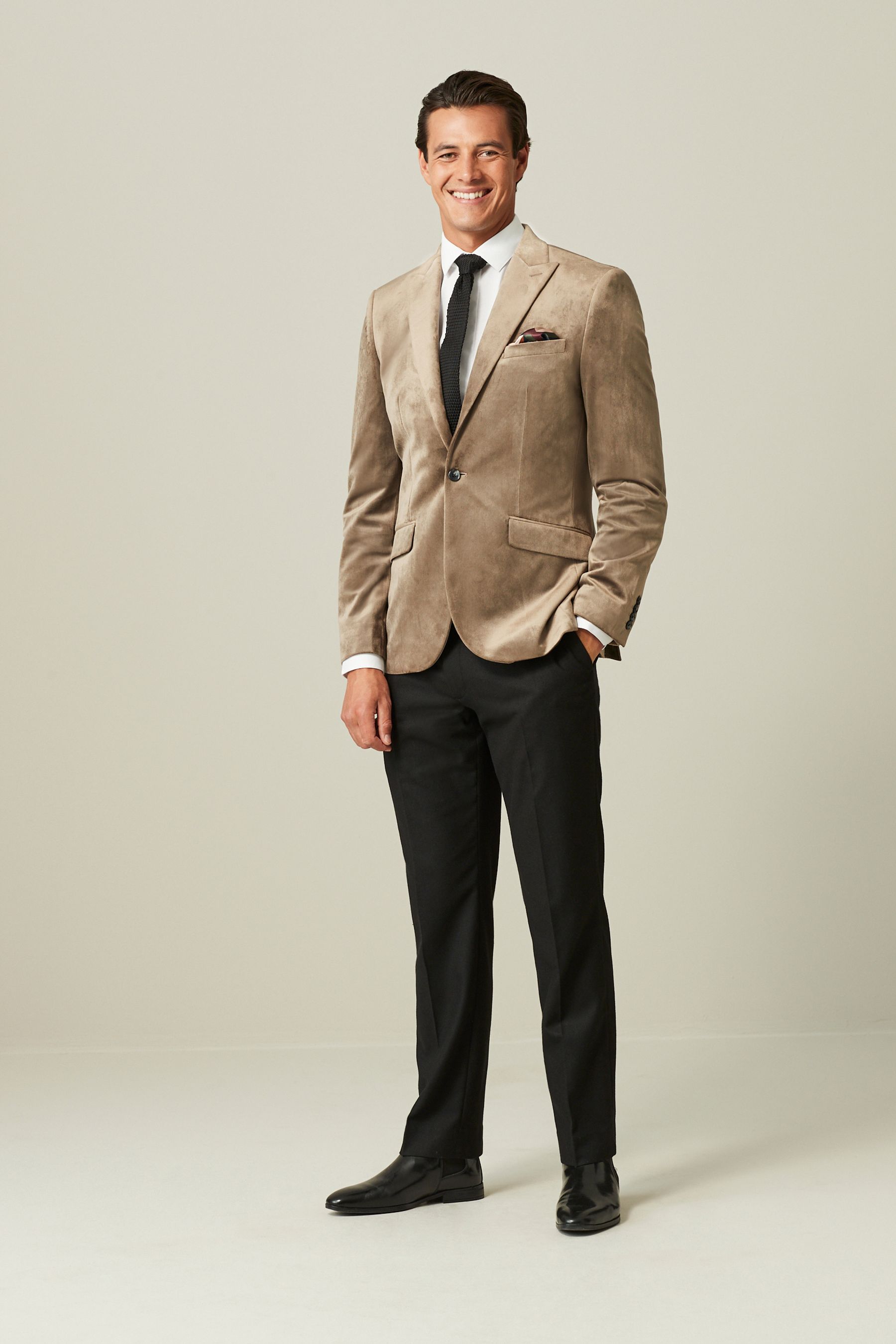 Buy Champagne Gold Slim Velvet Blazer from Next Luxembourg