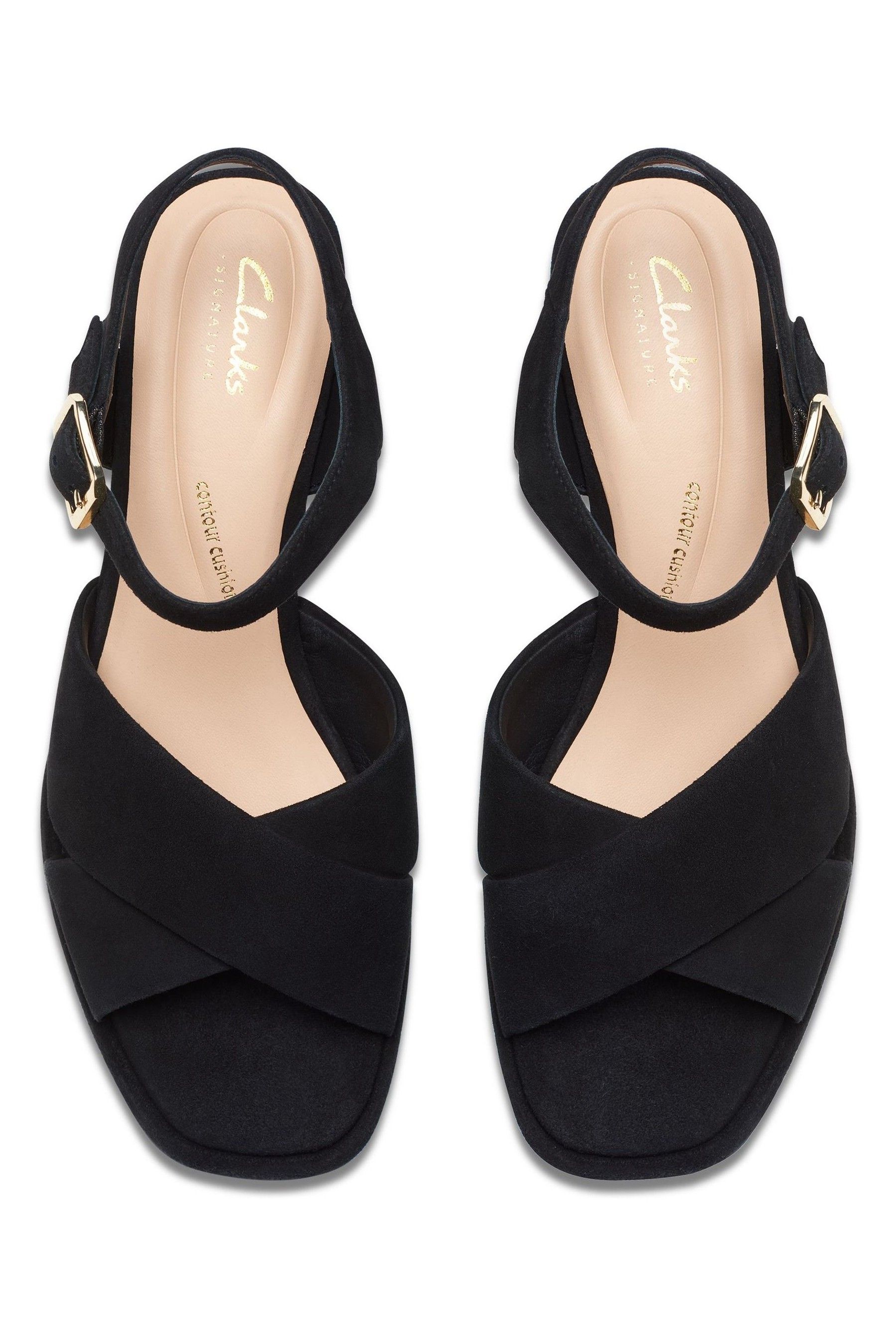 Clarks black suede sandals on sale