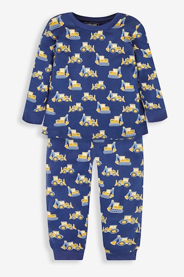 JoJo Maman Bébé Navy Blue Glow In The Dark Digger Pyjama Set