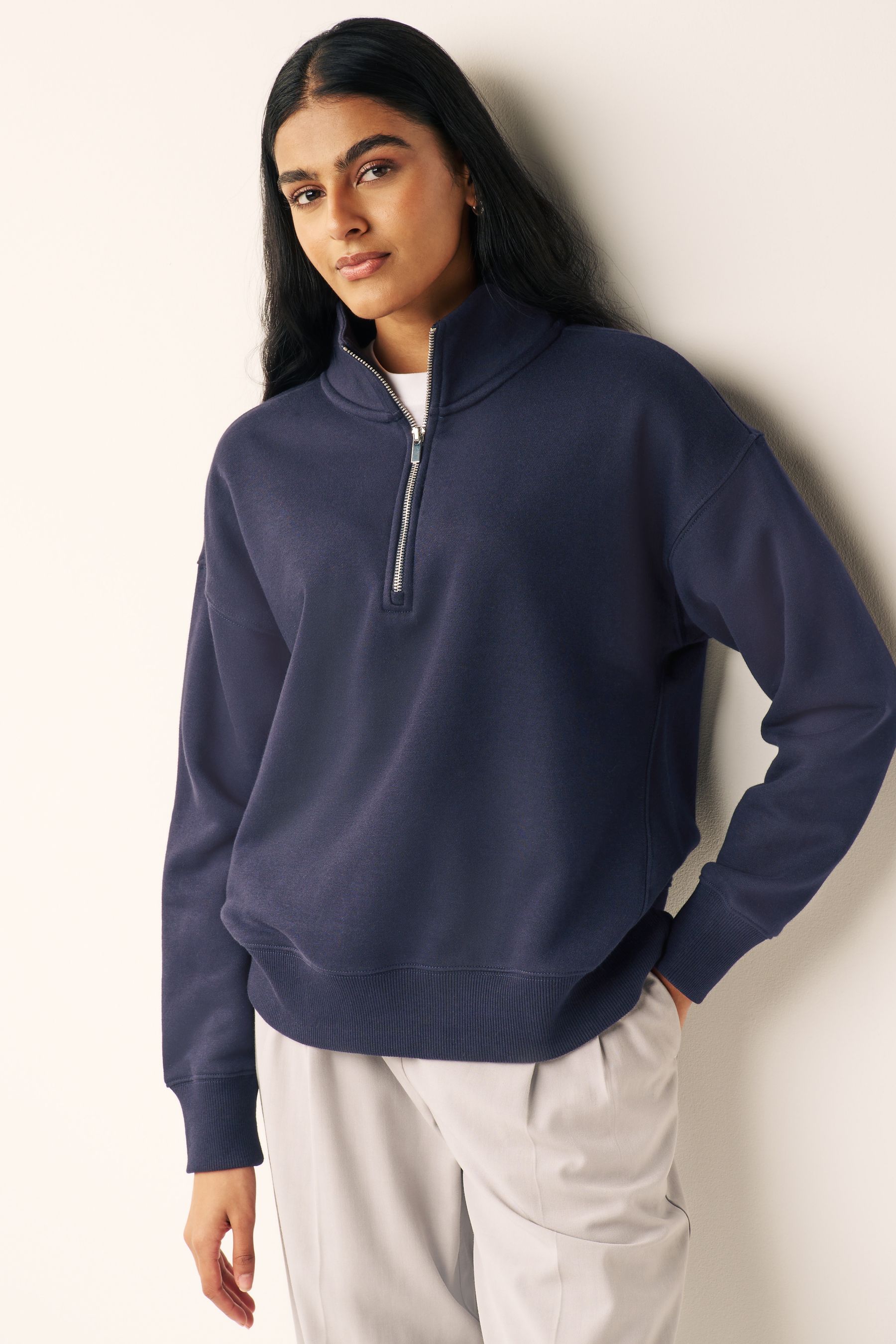 Buy Navy Blue Essential Half Zip Neck Sweatshirt from Next Luxembourg