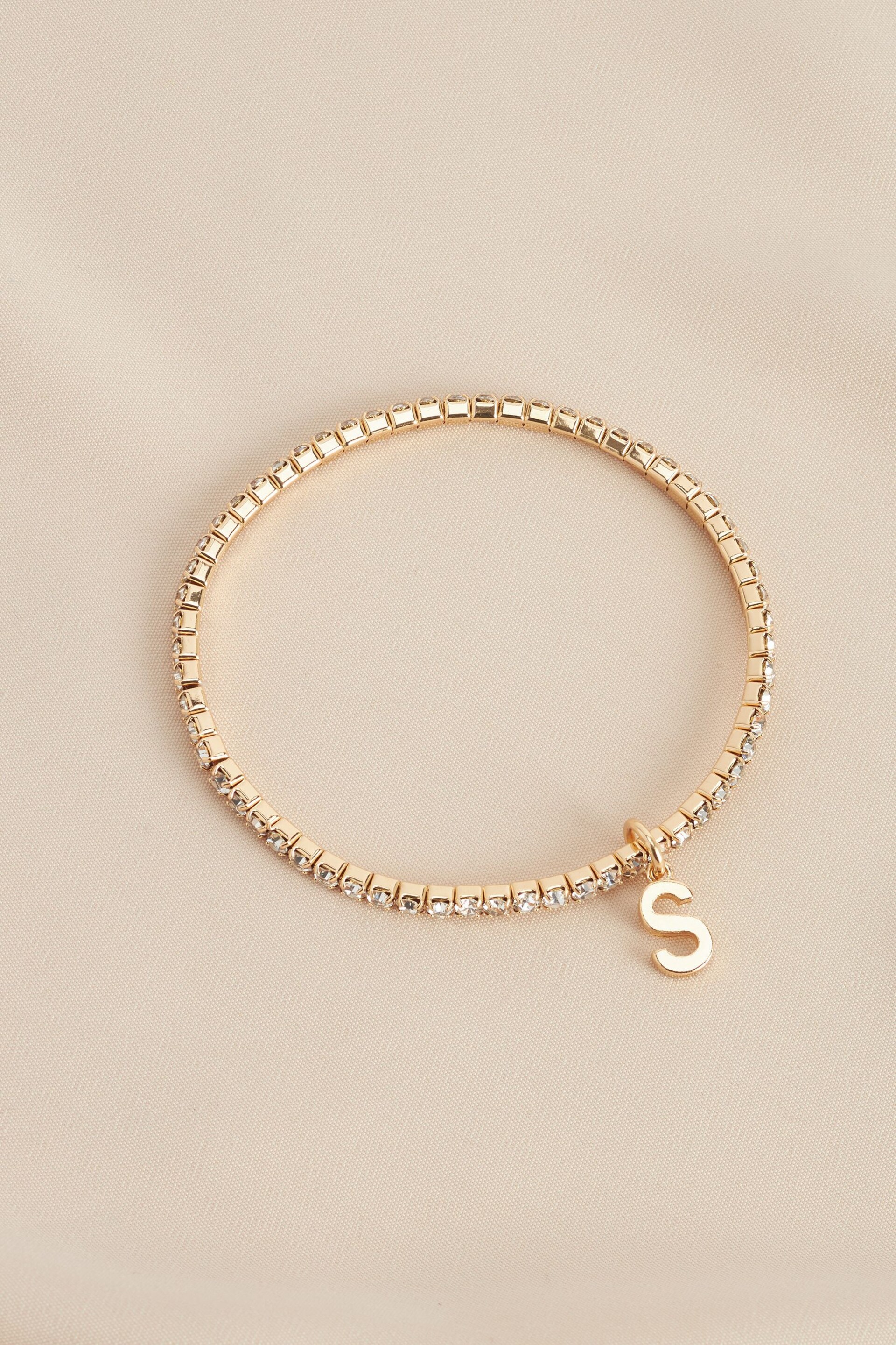 Gold Tone Initial Bracelet Letter S - Image 1 of 3