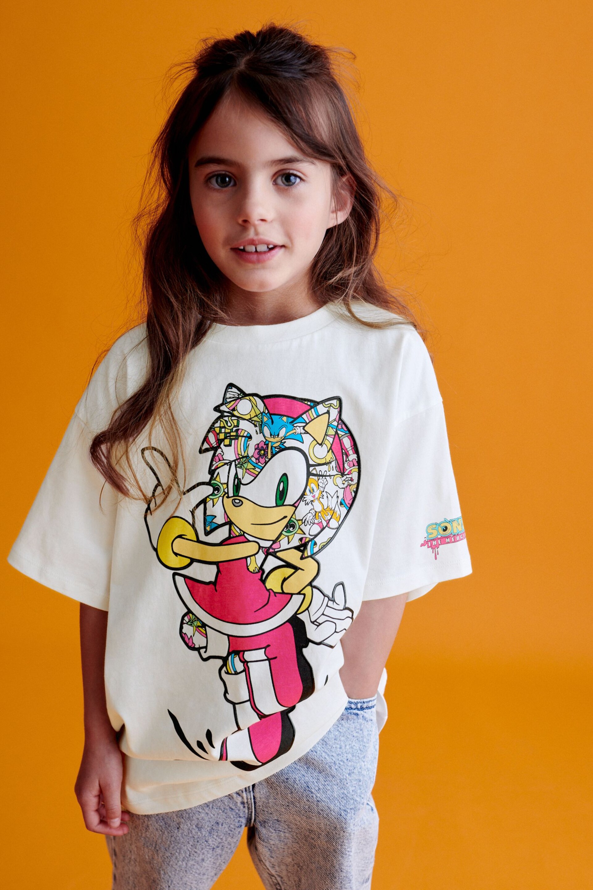 White Sonic Oversized License T-Shirt (3-16yrs) - Image 1 of 7