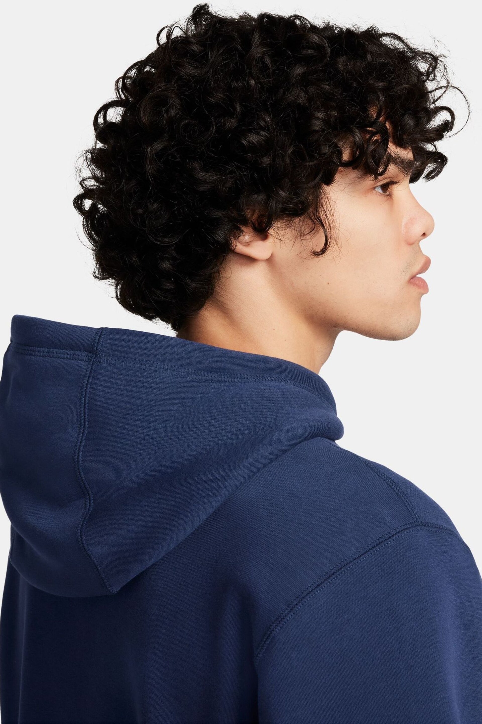 Nike Blue Club Fleece Brushed-Back Pullover Hoodie - Image 5 of 13