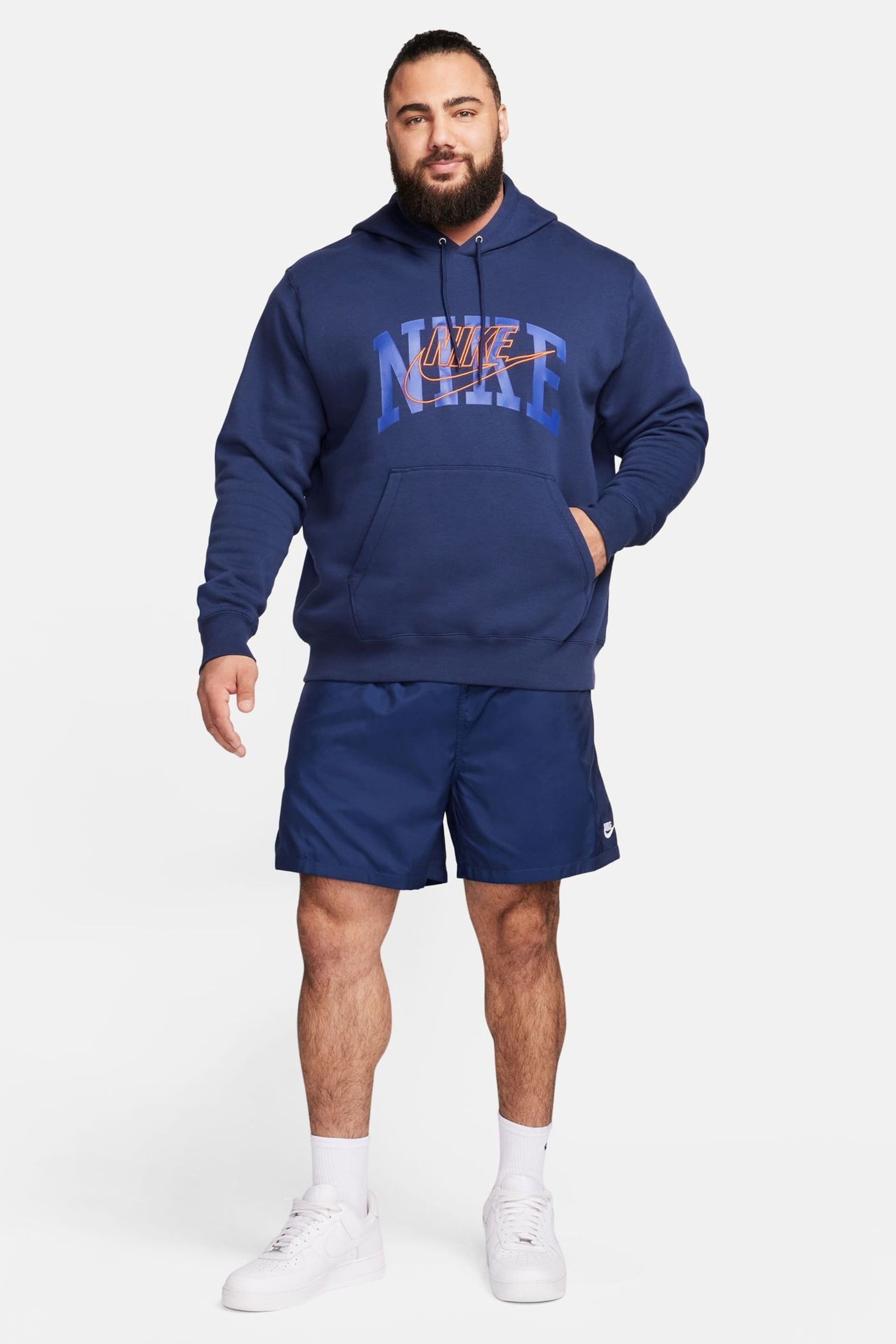 Nike Blue Club Fleece Brushed-Back Pullover Hoodie - Image 8 of 13