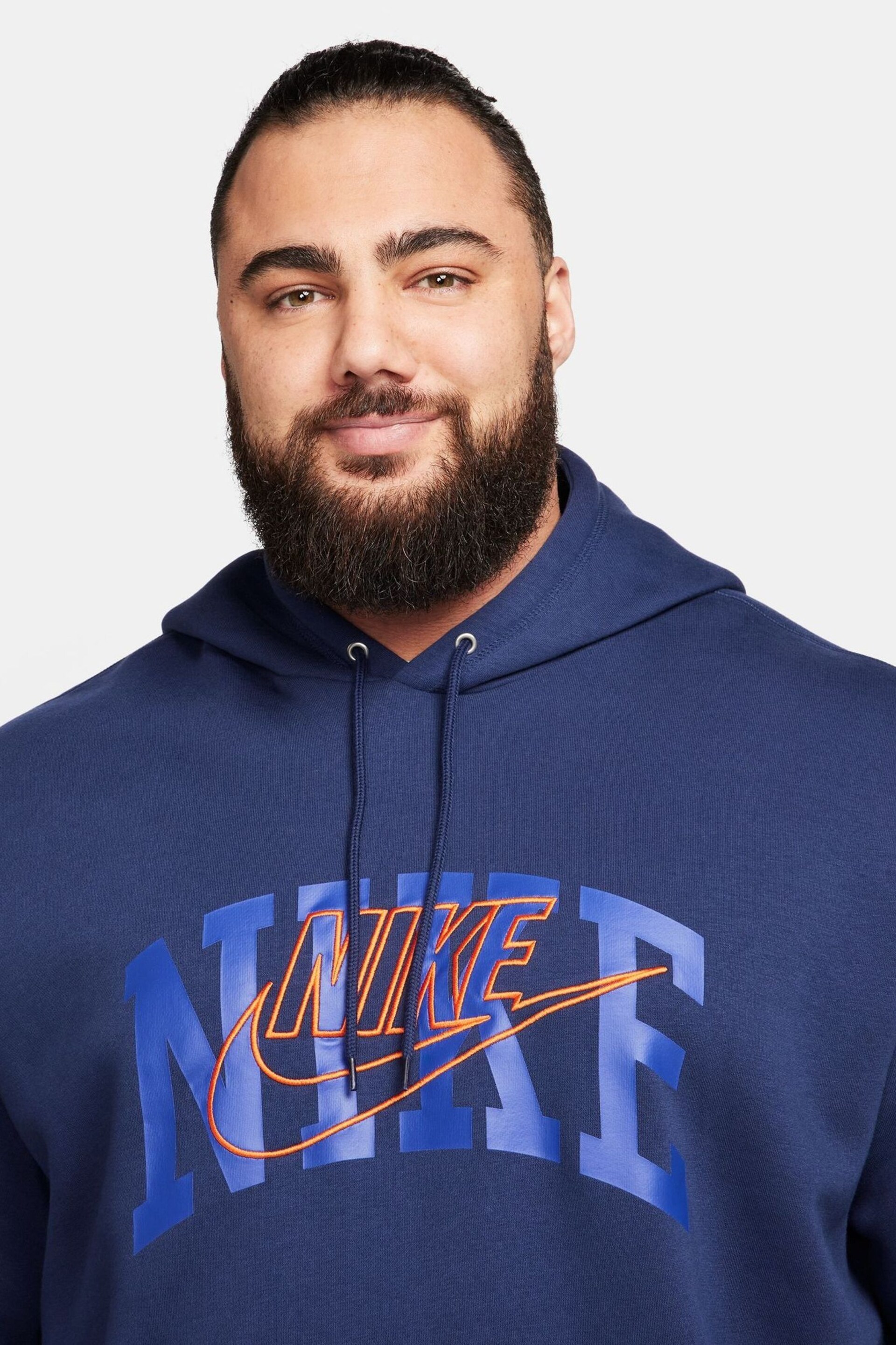 Nike Blue Club Fleece Brushed-Back Pullover Hoodie - Image 9 of 13