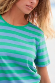 Blue/Green The Everyday Crew Neck Cotton Rich Short Sleeve T-Shirt - Image 5 of 7