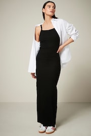 Black Strappy Ribbed Maxi Dress - Image 1 of 6