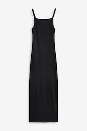 Black Strappy Ribbed Maxi Dress - Image 5 of 6