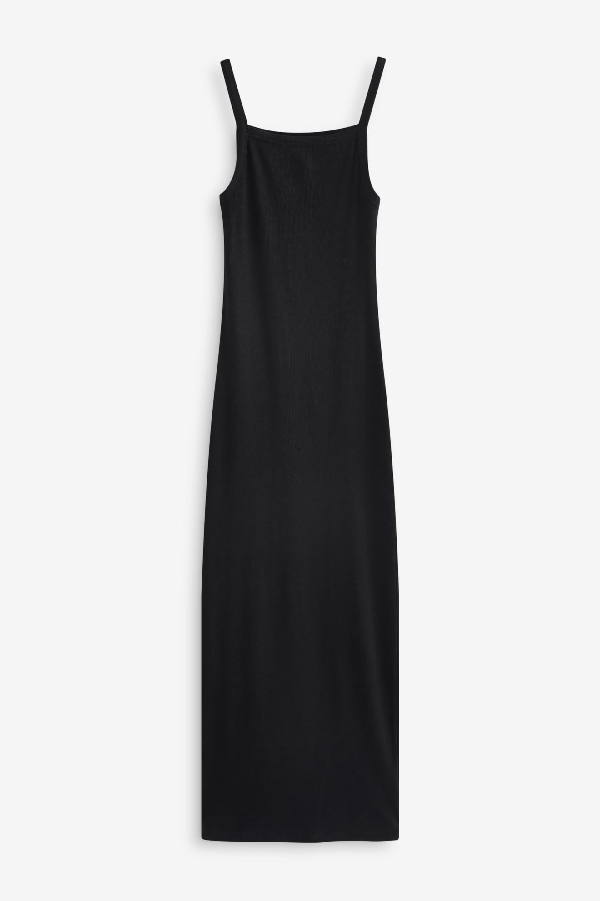 Black Strappy Ribbed Maxi Dress - Image 5 of 6