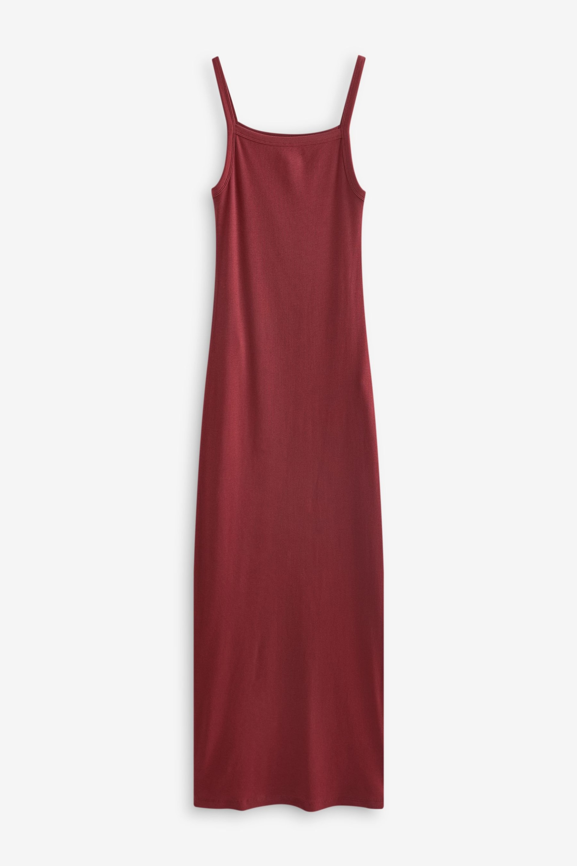 Red Strappy Ribbed Maxi Dress - Image 5 of 6
