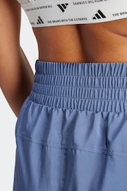 adidas Blue Pacer Training 3 Stripes Woven High Rise Shorts - Image 4 of 6