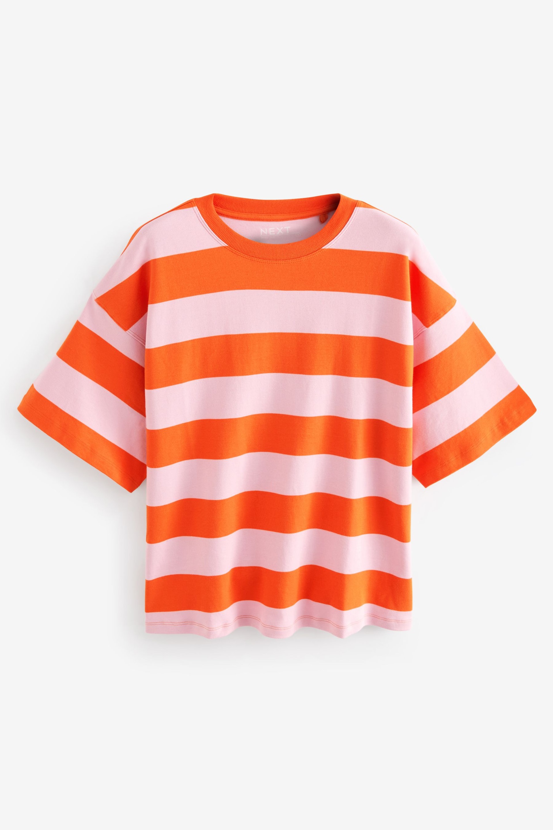 Orange/Pink 100% Cotton Heavyweight Relaxed Fit Crew Neck T-Shirt - Image 5 of 6