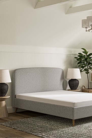 Tweedy Plain Grey Matson Upholstered Bed Bed Frame