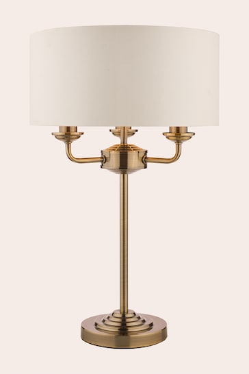 Laura Ashley Brass Sorrento 3 Light Table Lamp Shade