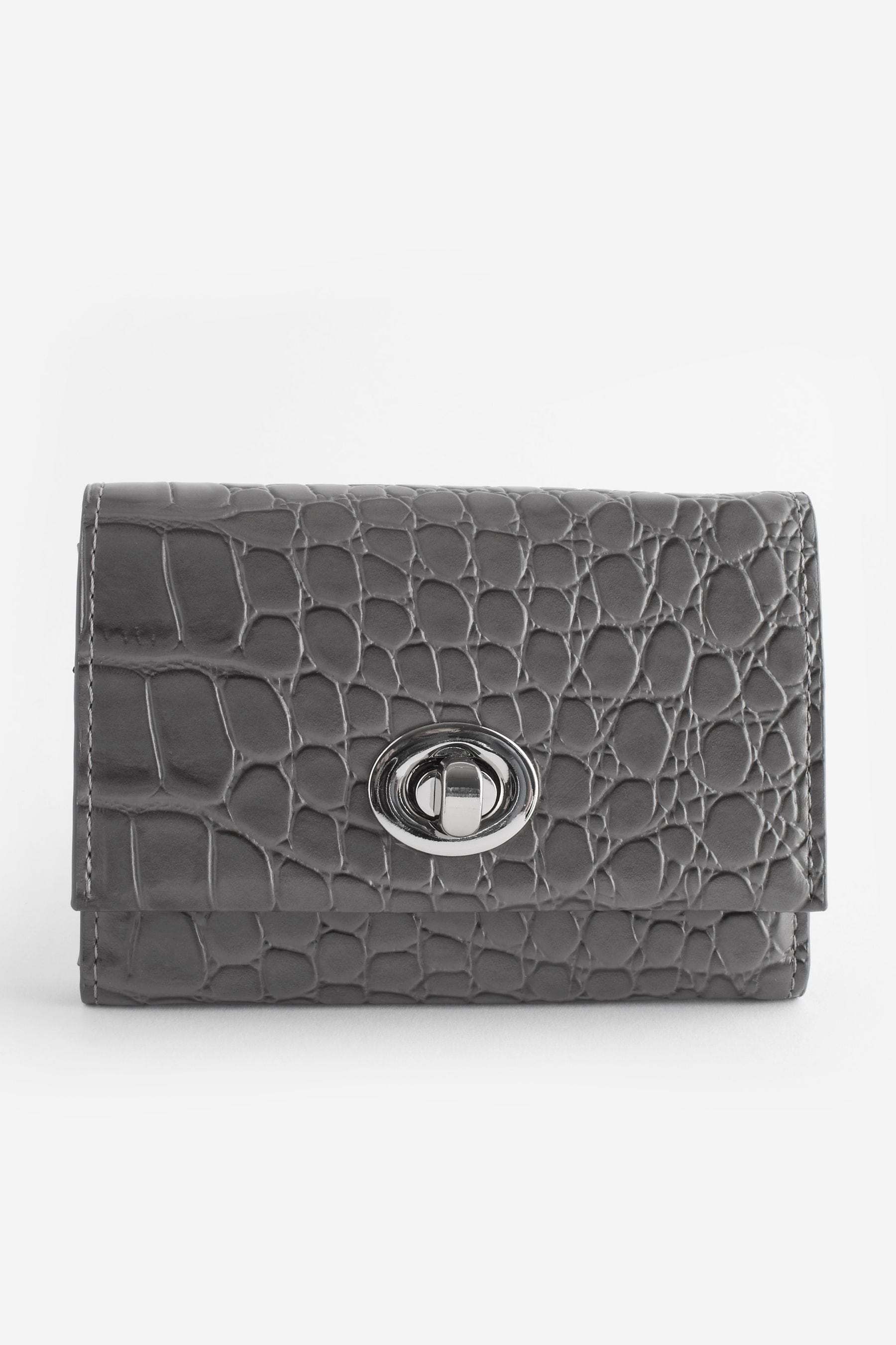 Buy Grey Croc Effect Purse from Next Luxembourg