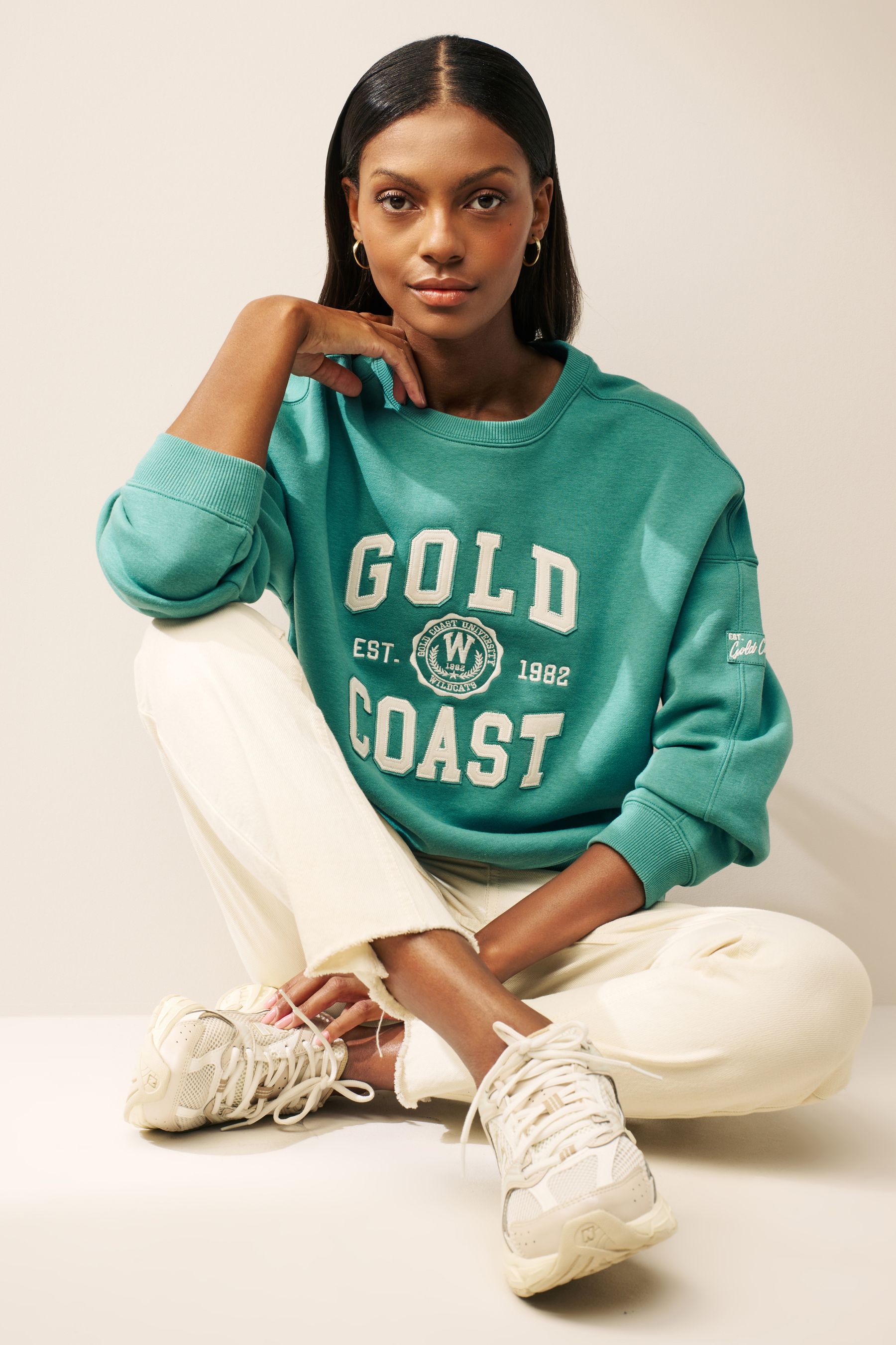 Green Gold Coast City Graphic Sweatshirt
