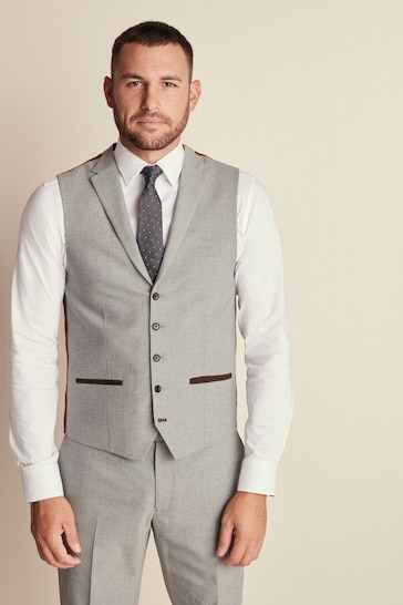 Grey Herringbone Suit Waistcoat