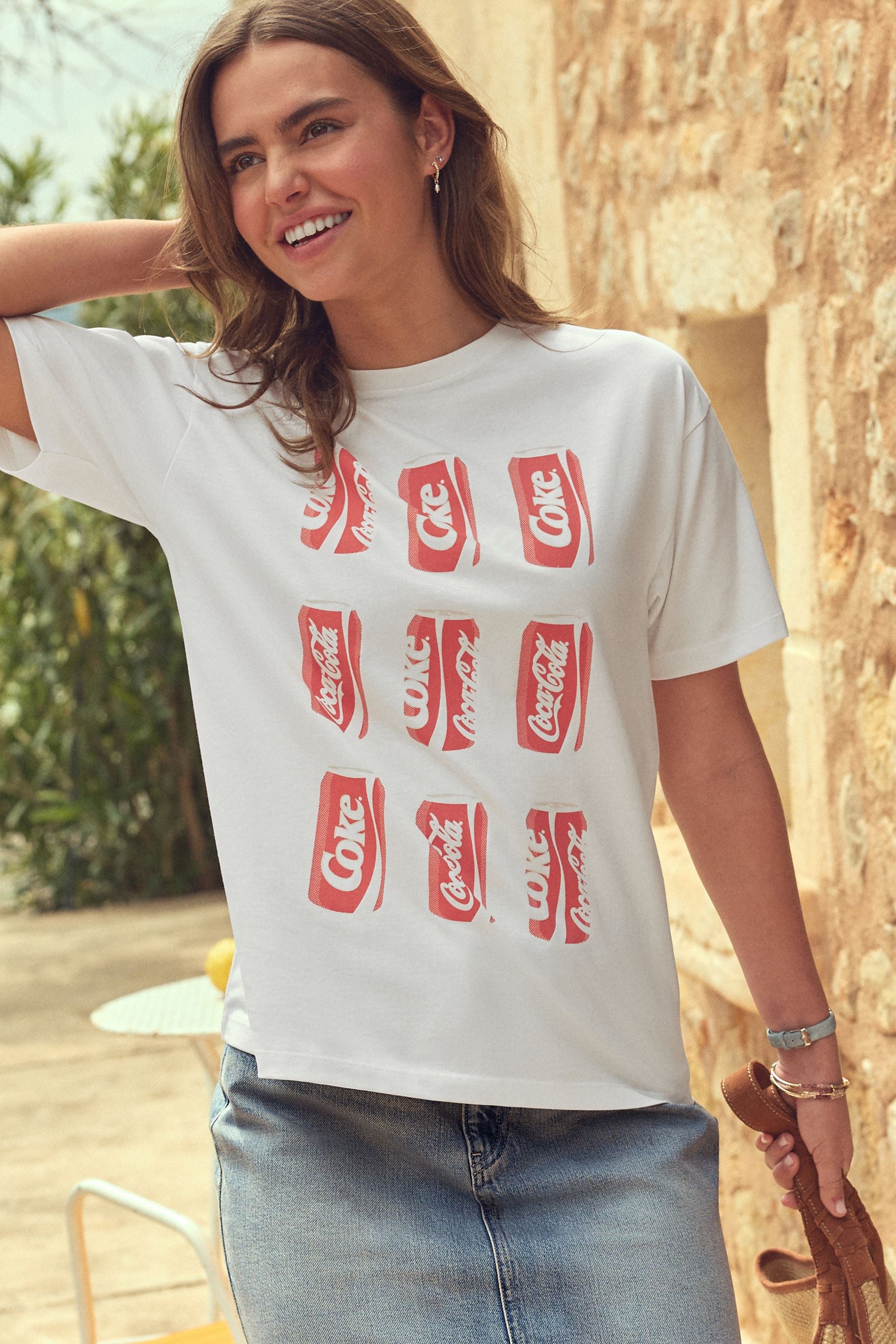 Buy White 100 Cotton Coca Cola Licence Relaxed Can Graphic T Shirt from Next Malta