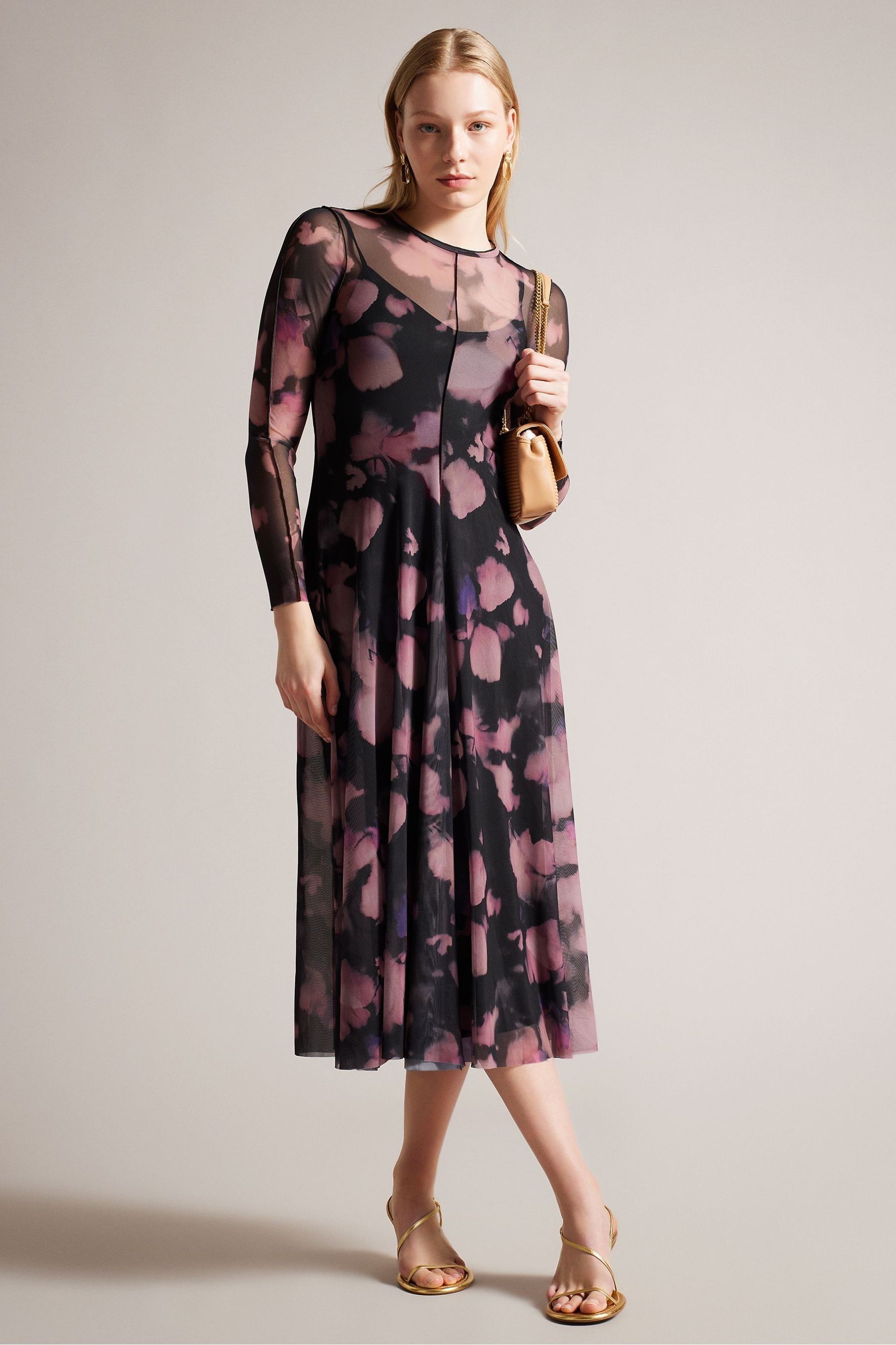 Ted baker long black dress on sale