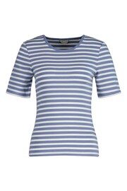 GANT Blue Breton Striped Cotton Stretch Ribbed T-Shirt - Image 5 of 6