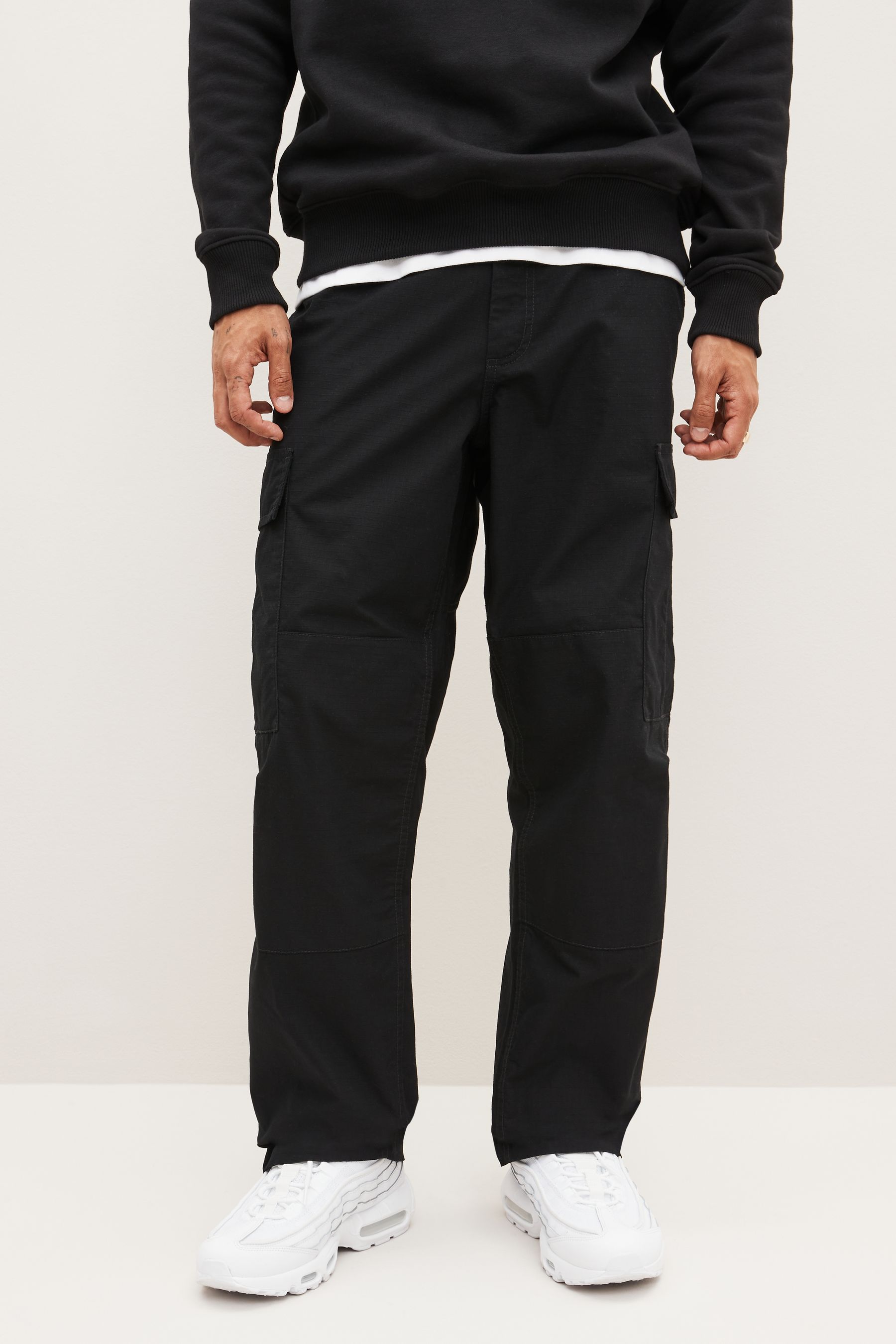 Buy Black Relaxed Fit Ripstop Cargo 100 Cotton Trousers from the Next UK online shop