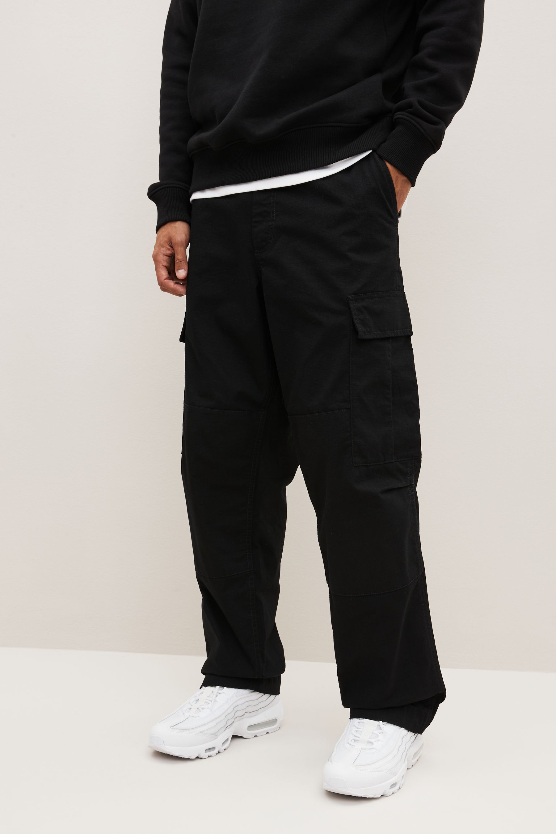 Buy Black Relaxed Fit Ripstop Cargo Trousers from the Next UK