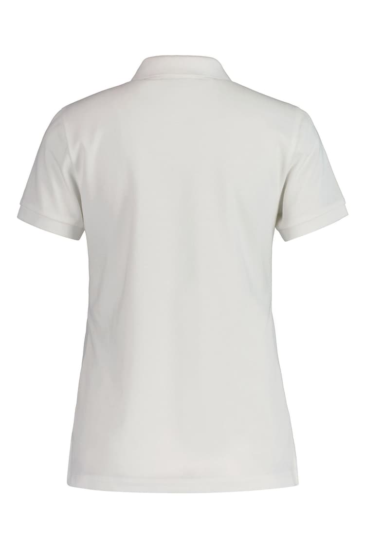 GANT White Shield Cap Sleeve Piqué 100% Cotton Polo Shirt - Image 2 of 5