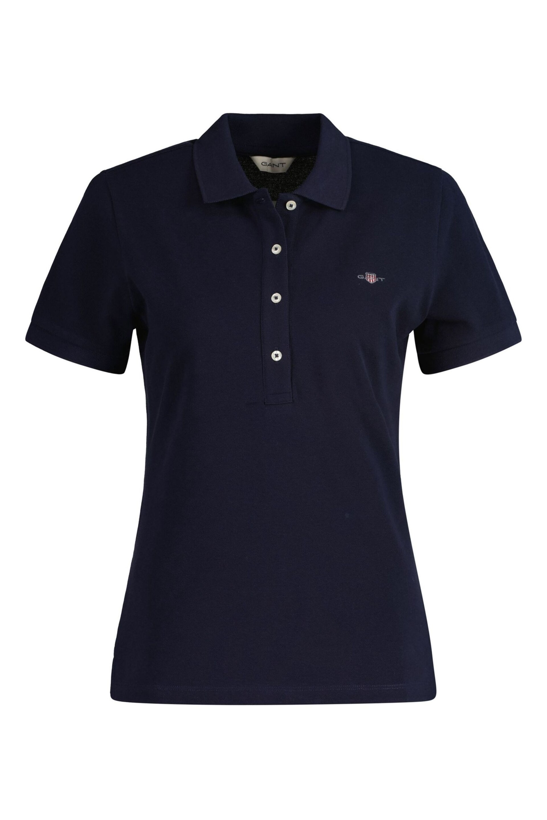 GANT Blue Shield Cap Sleeve Piqué Polo Shirt - Image 4 of 5