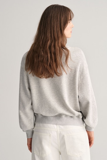 GANT Grey Embroidered Logo Relaxed Fit Sweatshirt